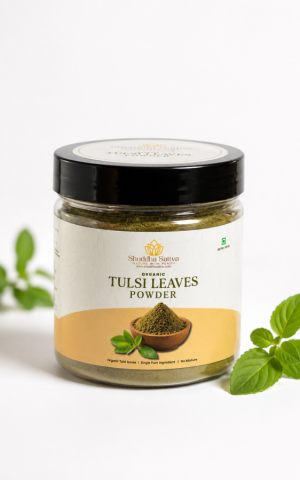 Organic Tulsi Powder (Edible) | Holy Basil Powder 100g — For Herbal Tea, Kadha & Daily Use