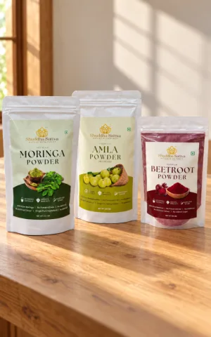 Moringa + Seedless Amla + Beetroot Powder Combo (100 g Each)